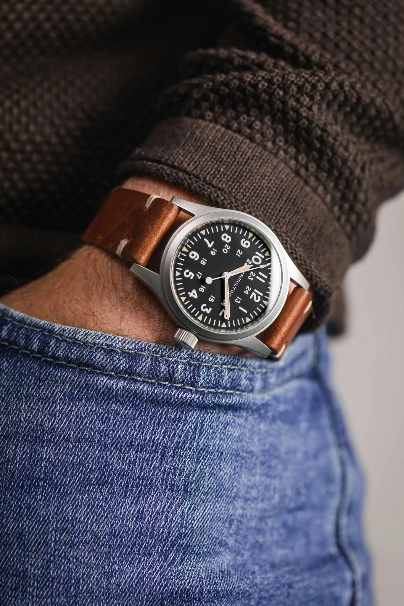 RIOS1931 WATTS Vintage Leather Watch Strap in MAHOGANY