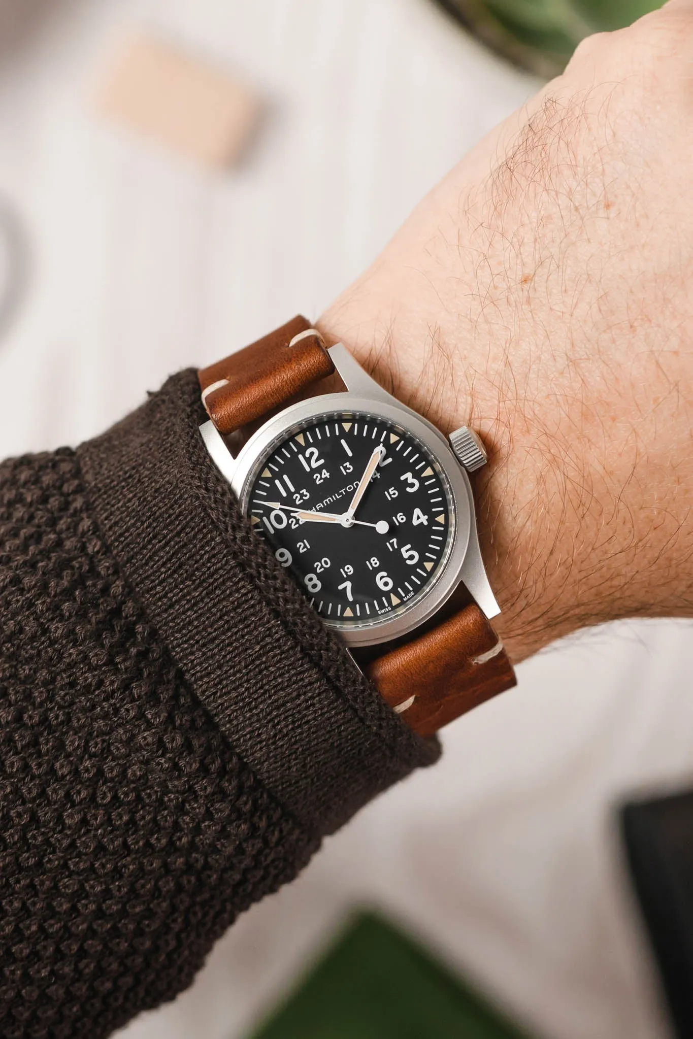 RIOS1931 WATTS Vintage Leather Watch Strap in MAHOGANY