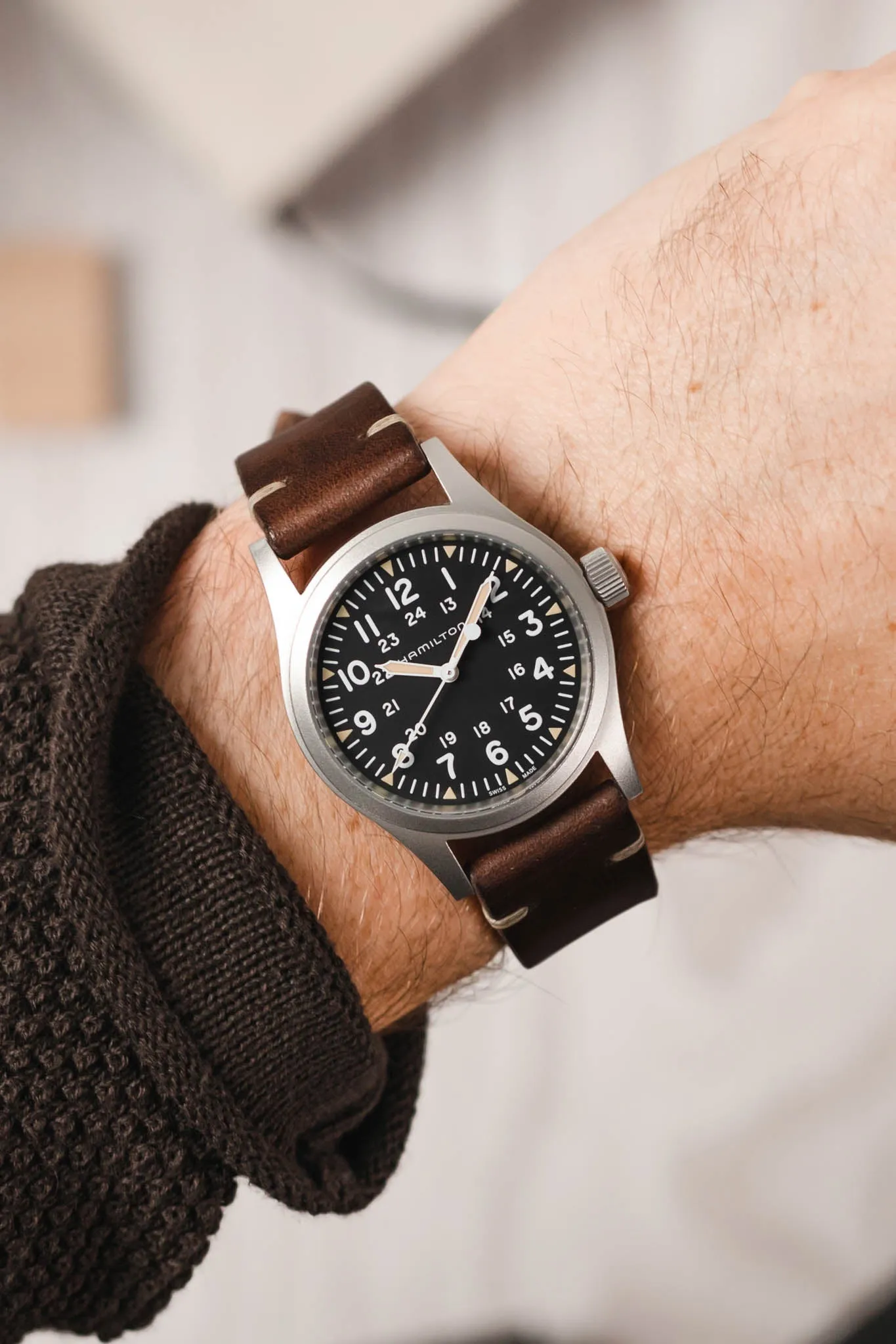 RIOS1931 WATTS Vintage Leather Watch Strap in MOCHA