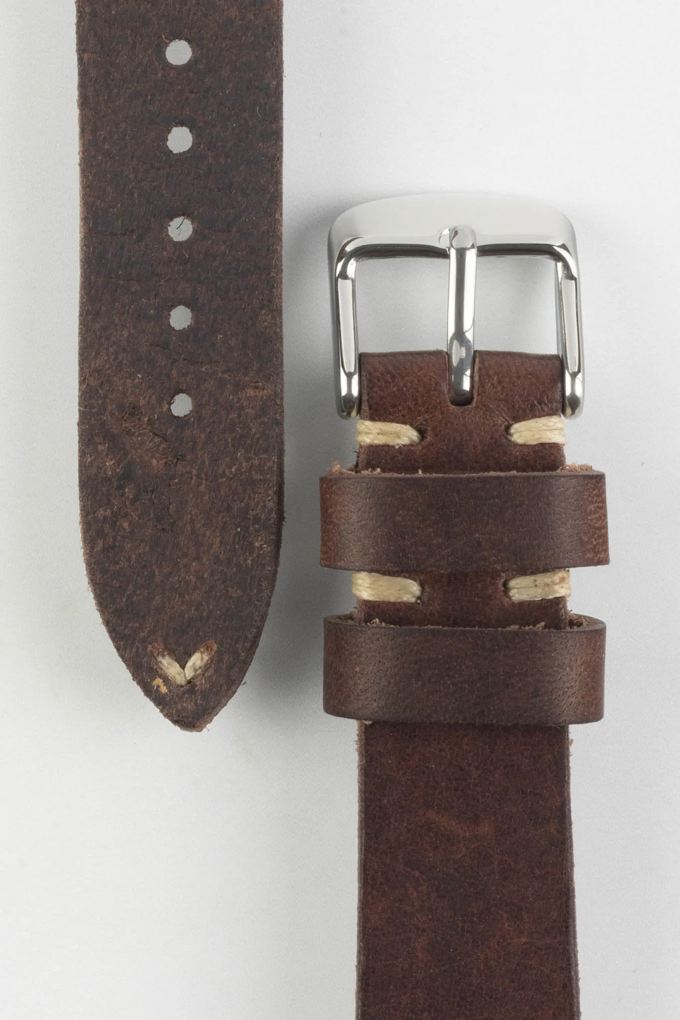 RIOS1931 WATTS Vintage Leather Watch Strap in MOCHA