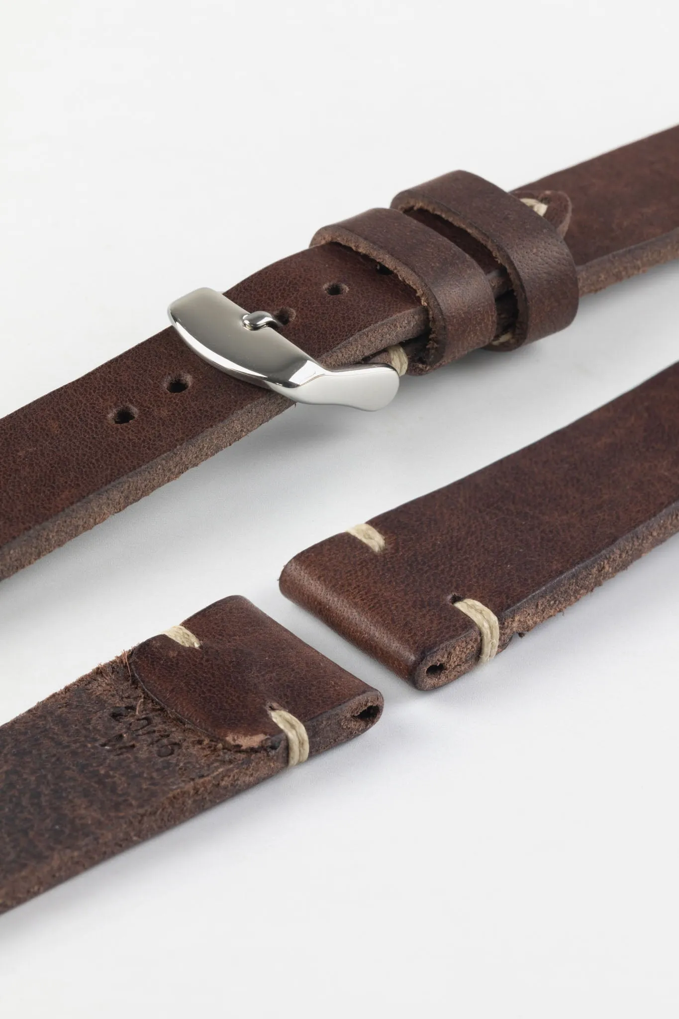 RIOS1931 WATTS Vintage Leather Watch Strap in MOCHA
