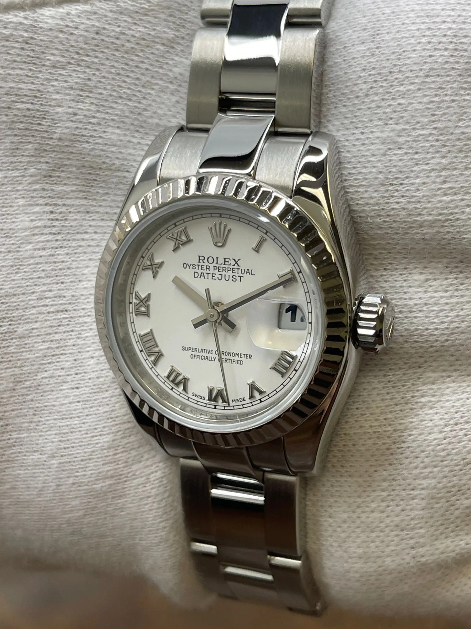 Rolex Datejust 26mm 179174 White Roman Dial Automatic Women's Watch