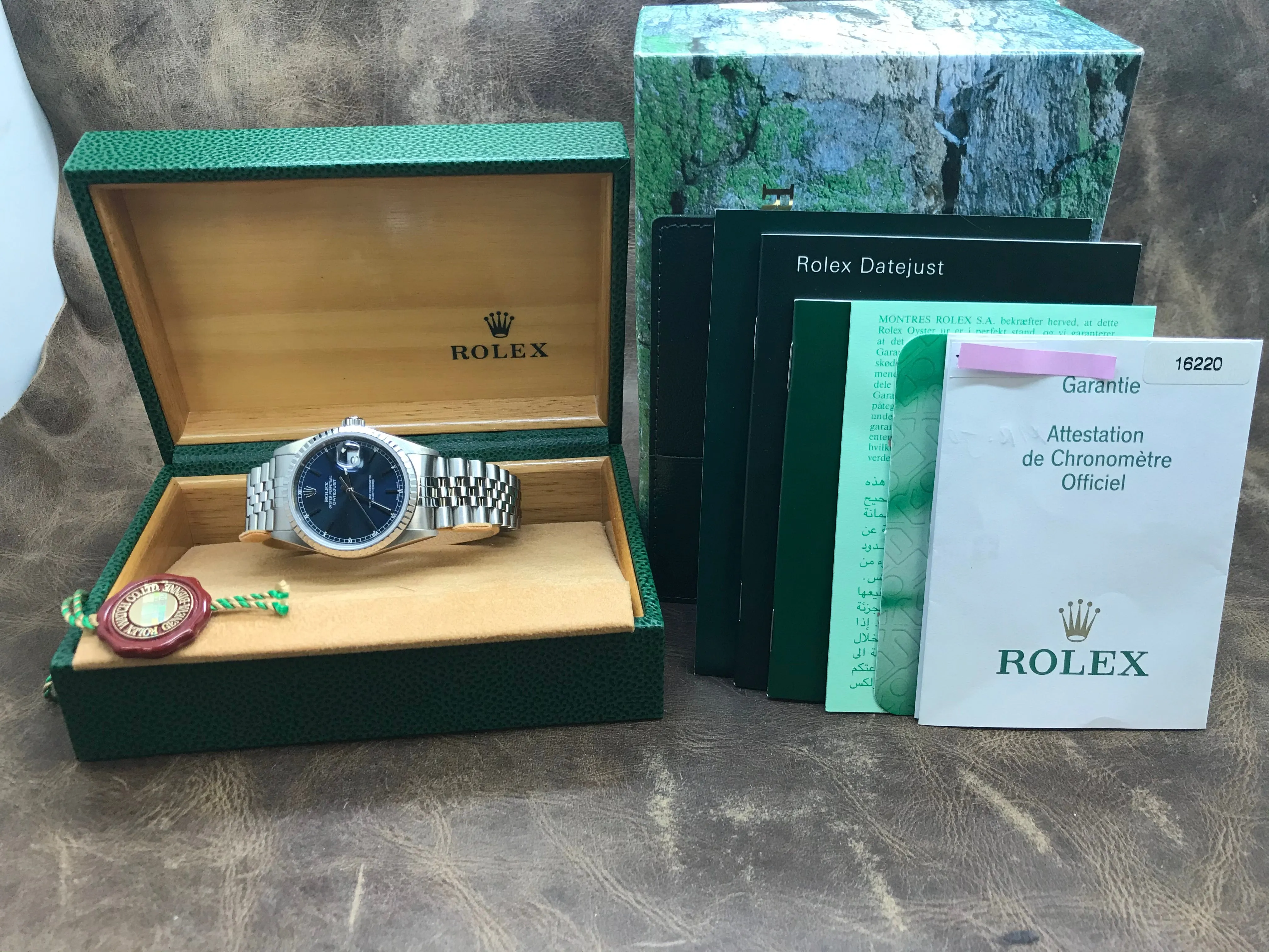 Rolex Datejust 36mm 16220 Blue Dial Automatic Watch