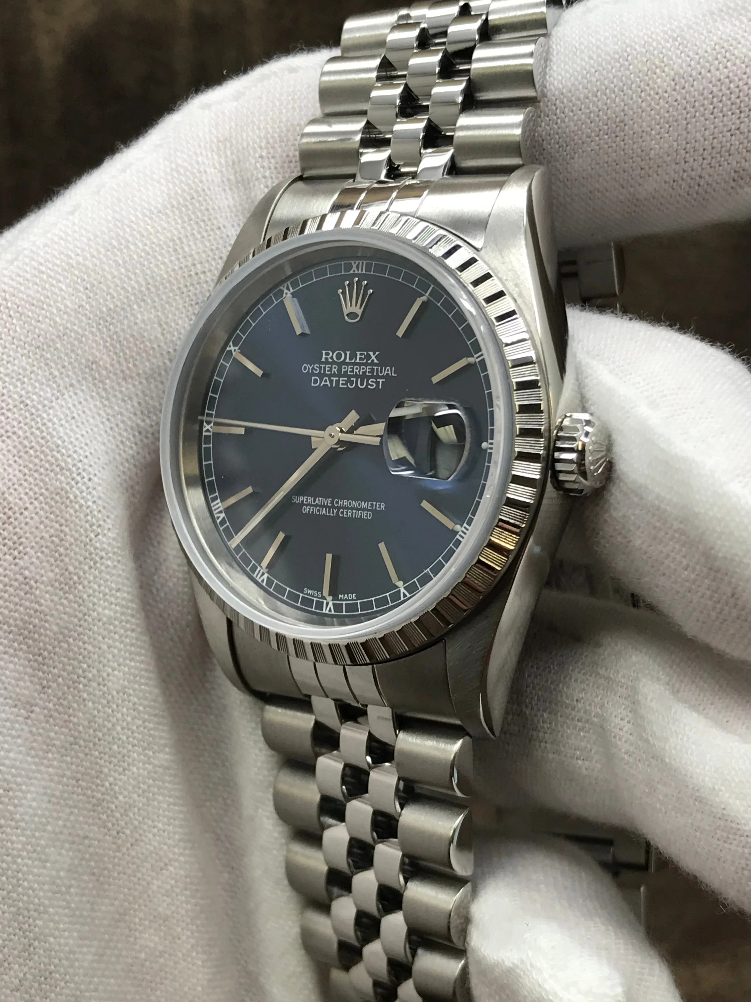 Rolex Datejust 36mm 16220 Blue Dial Automatic Watch
