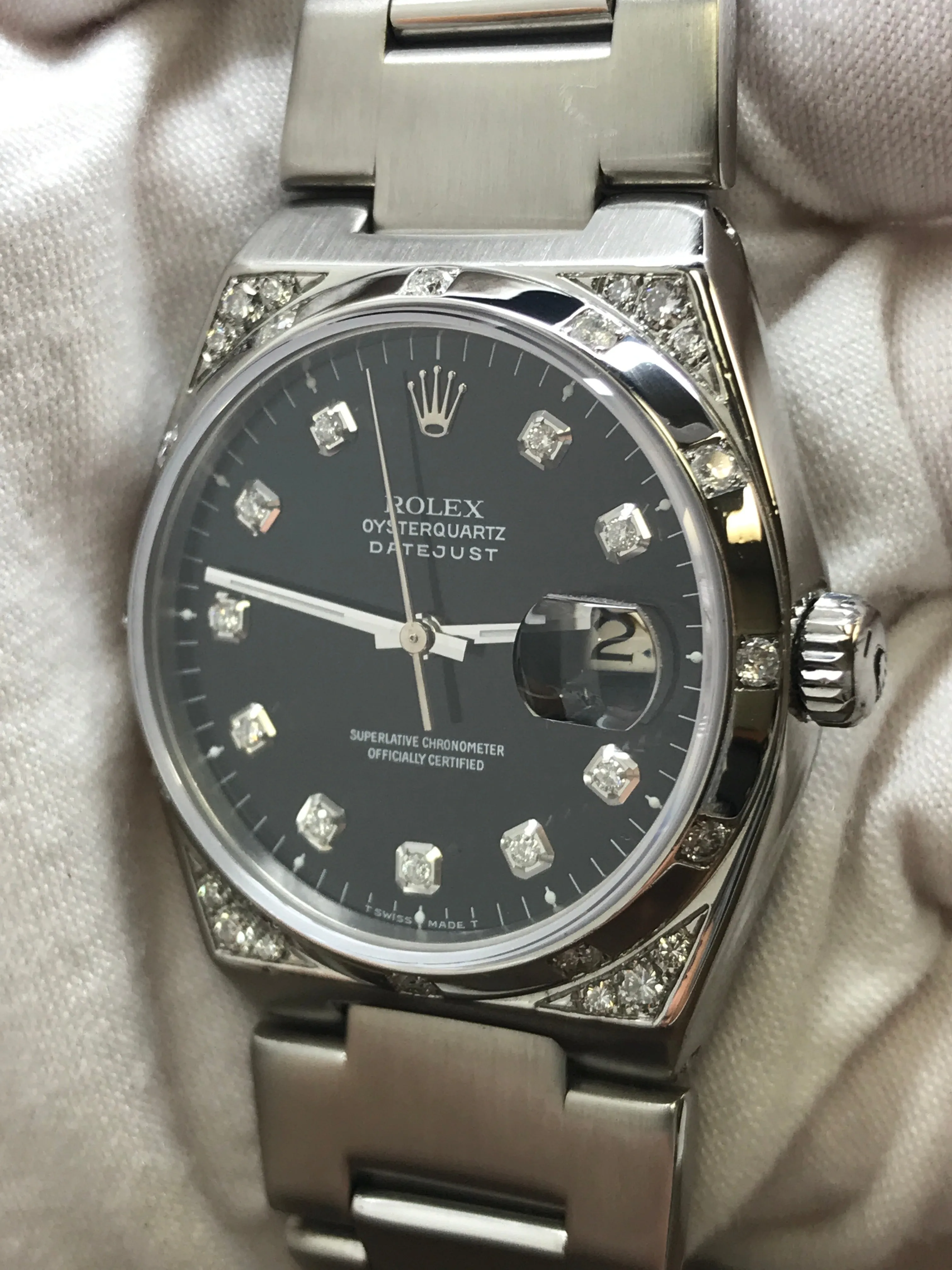Rolex Datejust Oysterquartz 17000 Black Dial Quartz Watch
