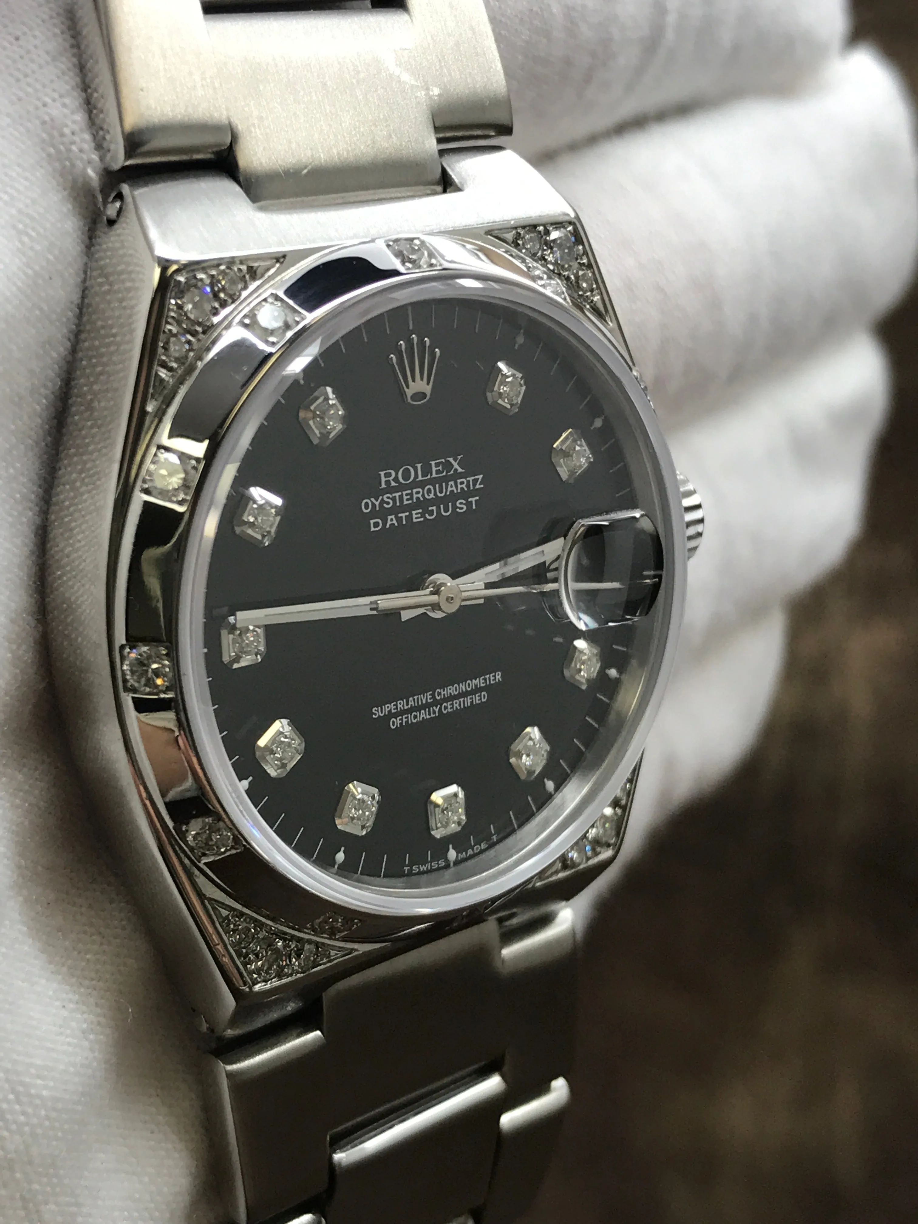 Rolex Datejust Oysterquartz 17000 Black Dial Quartz Watch