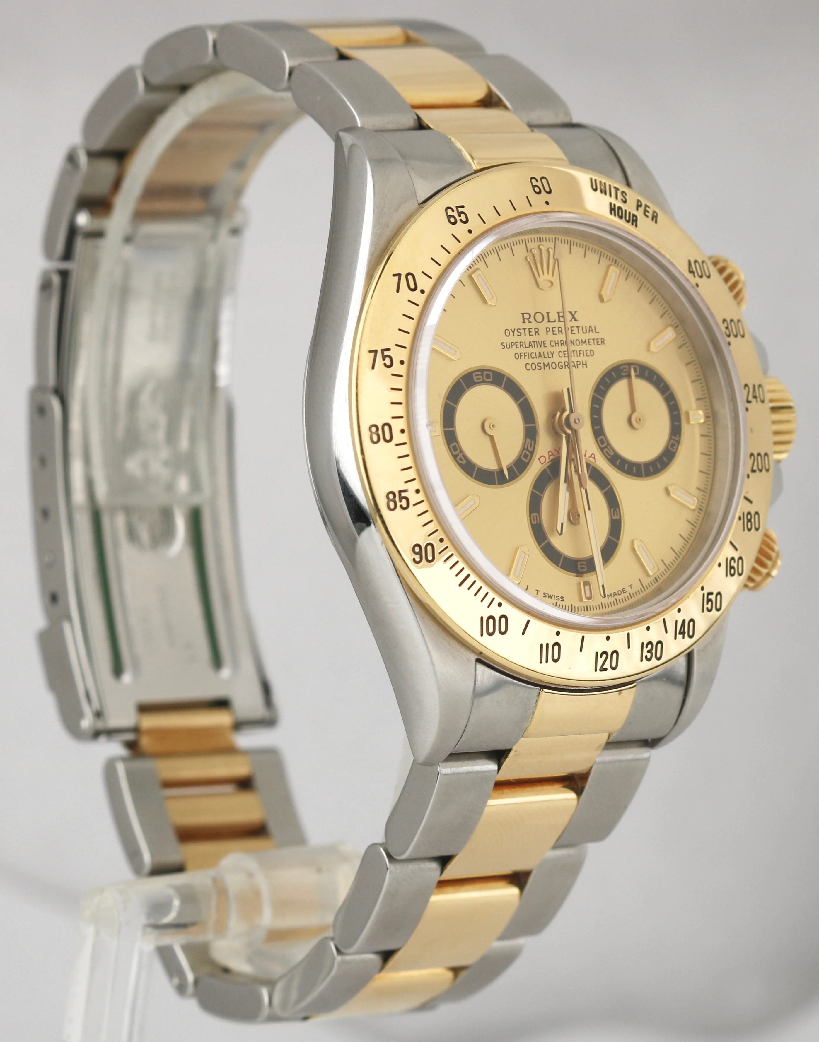 Rolex Daytona Cosmograph Champagne Zenith Steel 40mm Two-Tone Dial Watch 16523