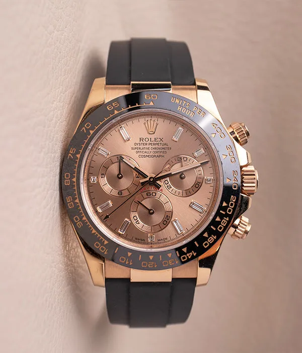 Rolex Daytona Everose Sundust Baguette Diamond Dial 116515LN