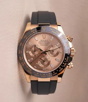 Rolex Daytona Everose Sundust Baguette Diamond Dial 116515LN