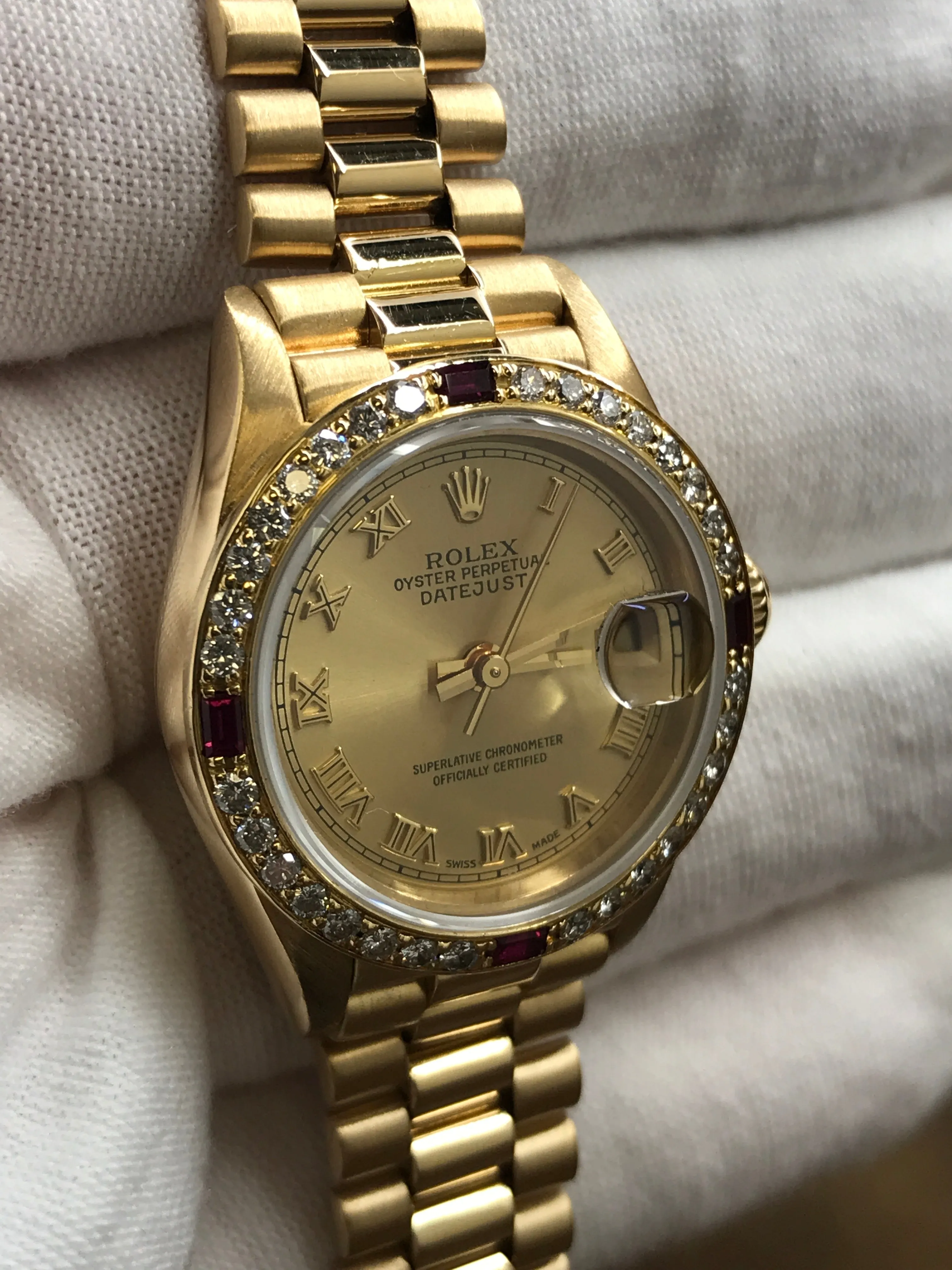 Rolex President 26mm Custom Bezel 69178 Champagne Dial Automatic Women's Watch