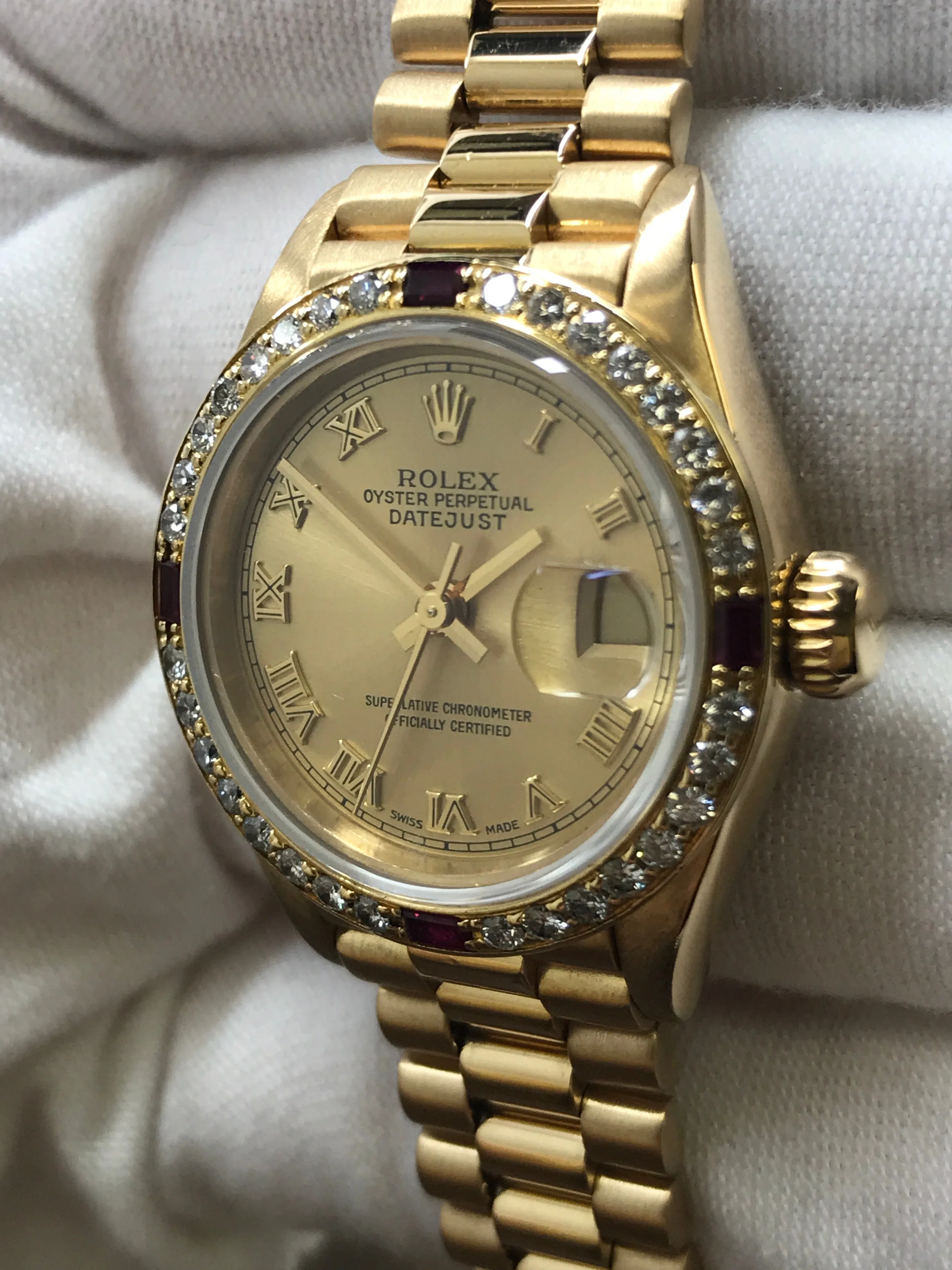Rolex President 26mm Custom Bezel 69178 Champagne Dial Automatic Women's Watch