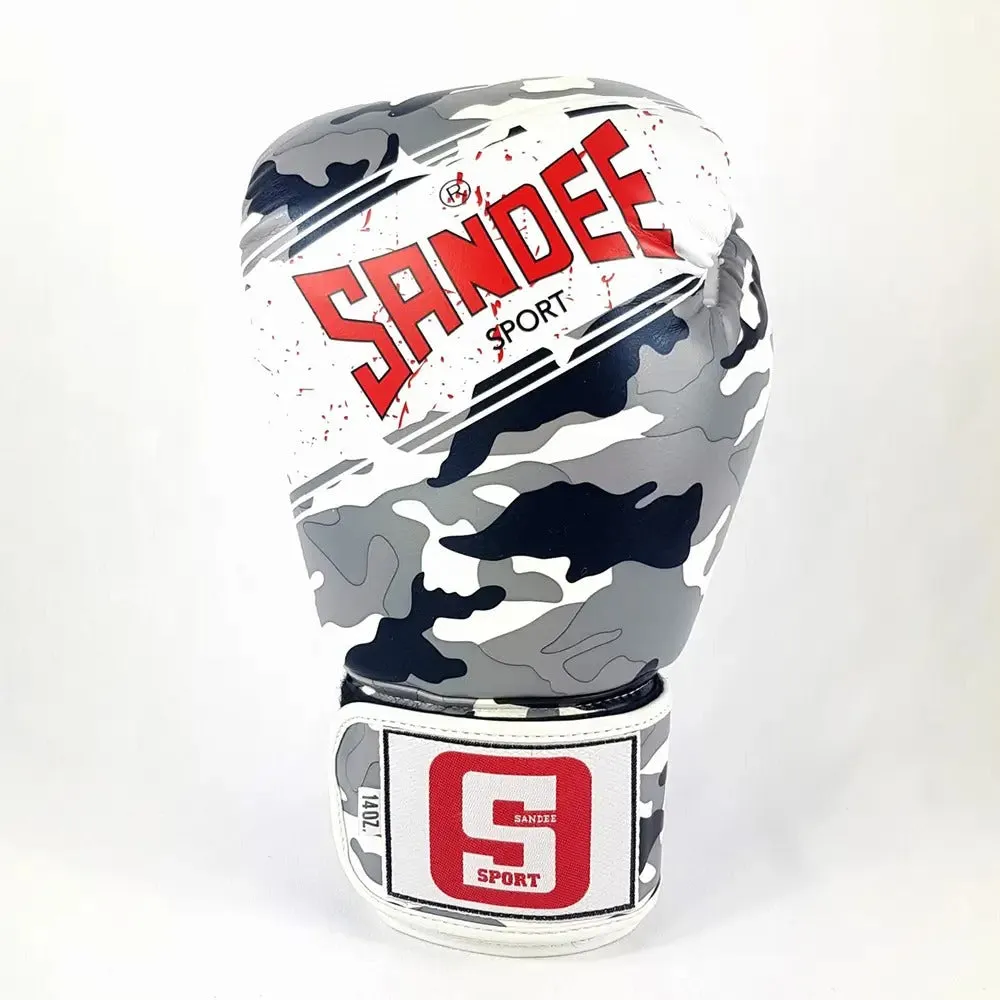 Sandee Sport Muay Thai Gloves Camo Grey