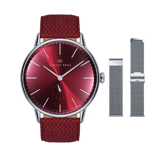 Serenity Burgundy Gift Set with Perlon Strap