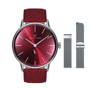 Serenity Burgundy Gift Set with Perlon Strap