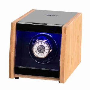 Single Watch Winder in Bamboo Shell with LED Light, JINS&VICO