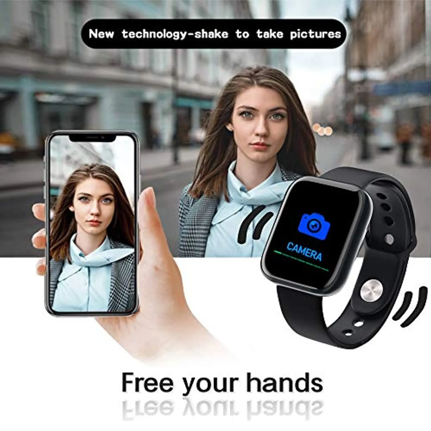 Smart Watch, Fitness Tracker with Heart Rate Monitor, Activity Tracker with 1.3 Inch Touch Screen,Waterproof,Sleep Monitor,Activity Tracker Pedometer for Women and Men,for iPhone Android (Black)