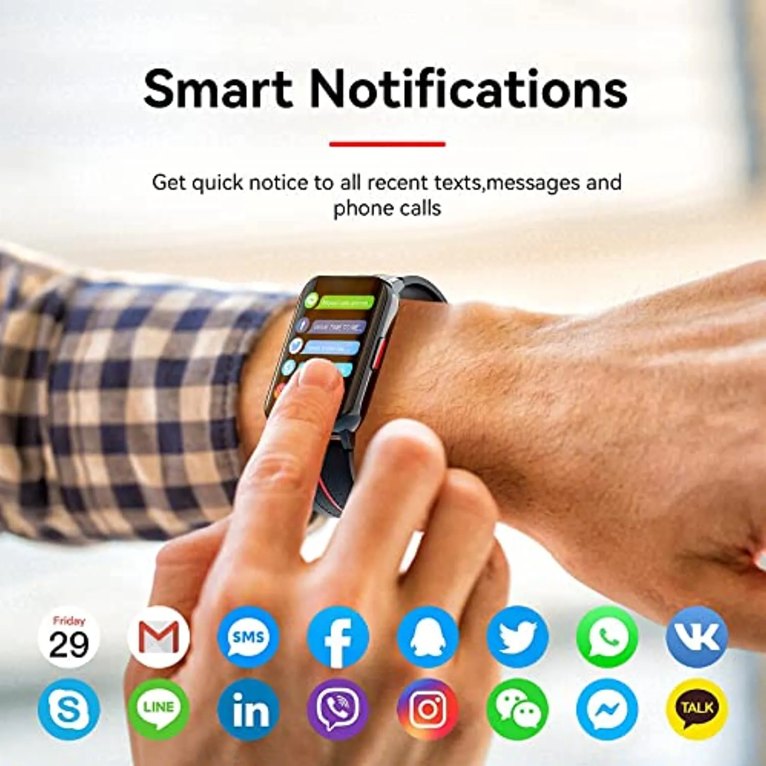 Smart Watch for Android iOS Phones Compatible 1.57 inch Full Touch Screen Fitness Tracker with Heart Rate & Blood Oxygen Monitoring IP68 Waterproof Smart Watches for Men Women (Black)