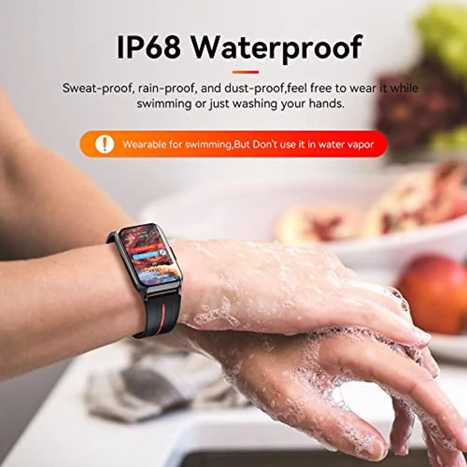 Smart Watch for Android iOS Phones Compatible 1.57 inch Full Touch Screen Fitness Tracker with Heart Rate & Blood Oxygen Monitoring IP68 Waterproof Smart Watches for Men Women (Black)