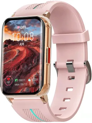 Smart Watch for Android iOS Phones Compatible 1.57 inch Full Touch Screen Fitness Tracker with Heart Rate & Blood Oxygen Monitoring IP68 Waterproof Smart Watches for Men Women (Black)