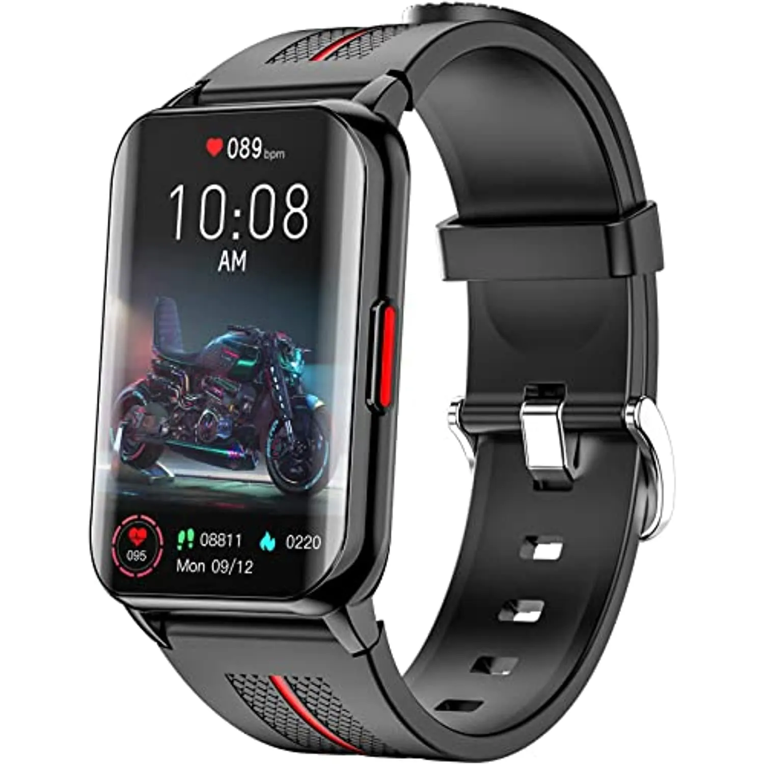 Smart Watch for Android iOS Phones Compatible 1.57 inch Full Touch Screen Fitness Tracker with Heart Rate & Blood Oxygen Monitoring IP68 Waterproof Smart Watches for Men Women (Black)