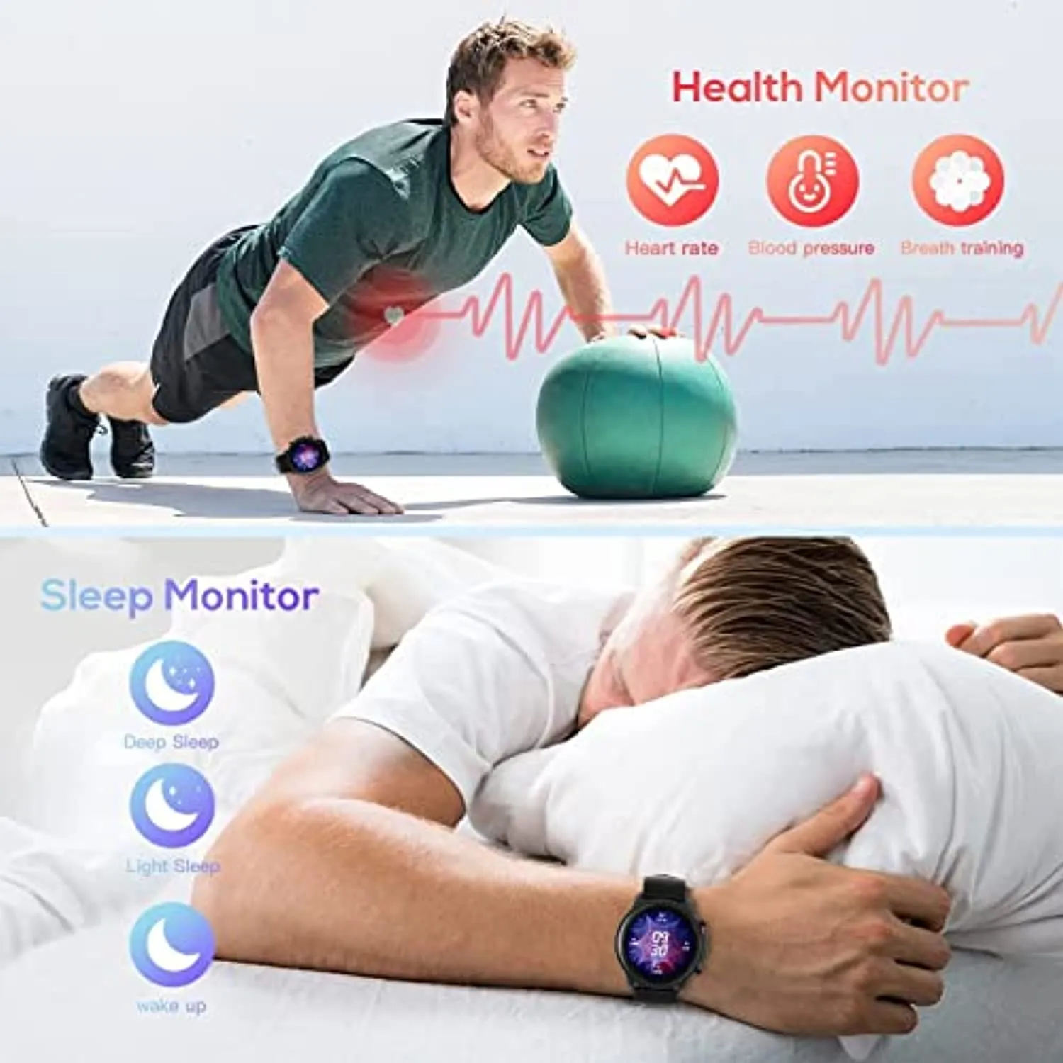 Smart Watch, SKMEI Smartwatch with Fitness Tracker, IP68 Waterproof Activity Tracker with Heart Rate Monitor, Step Counter, Blood Pressure, Compatible for Android & iOS Phones (Black)