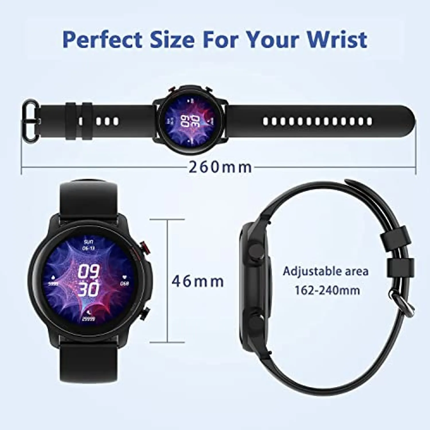 Smart Watch, SKMEI Smartwatch with Fitness Tracker, IP68 Waterproof Activity Tracker with Heart Rate Monitor, Step Counter, Blood Pressure, Compatible for Android & iOS Phones (Black)
