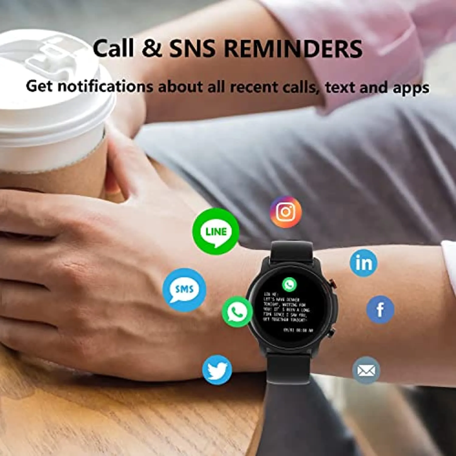 Smart Watch, SKMEI Smartwatch with Fitness Tracker, IP68 Waterproof Activity Tracker with Heart Rate Monitor, Step Counter, Blood Pressure, Compatible for Android & iOS Phones (Black)