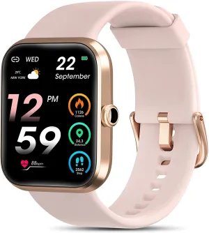 Smart Watches for Women, AOKESI Smartwatch with Alexa Built-in for Android Phones and iPhone Compatible, 5ATM Waterproof Activity Tracker with 24/7 Heart Rate, Blood Oxygen, Sleep Monitor, Watch Pink