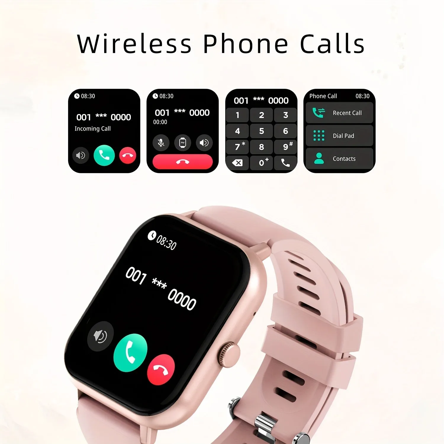 Smartwatch with 4.65cm Touchscreen, Multi-Sport Digital Call & SMS Capabilities, 230mAh Rechargeable Lithium Battery, PC Case, Electronic Drive - Fitness Tracker with Pedometer & 100  Exercise Modes- FS