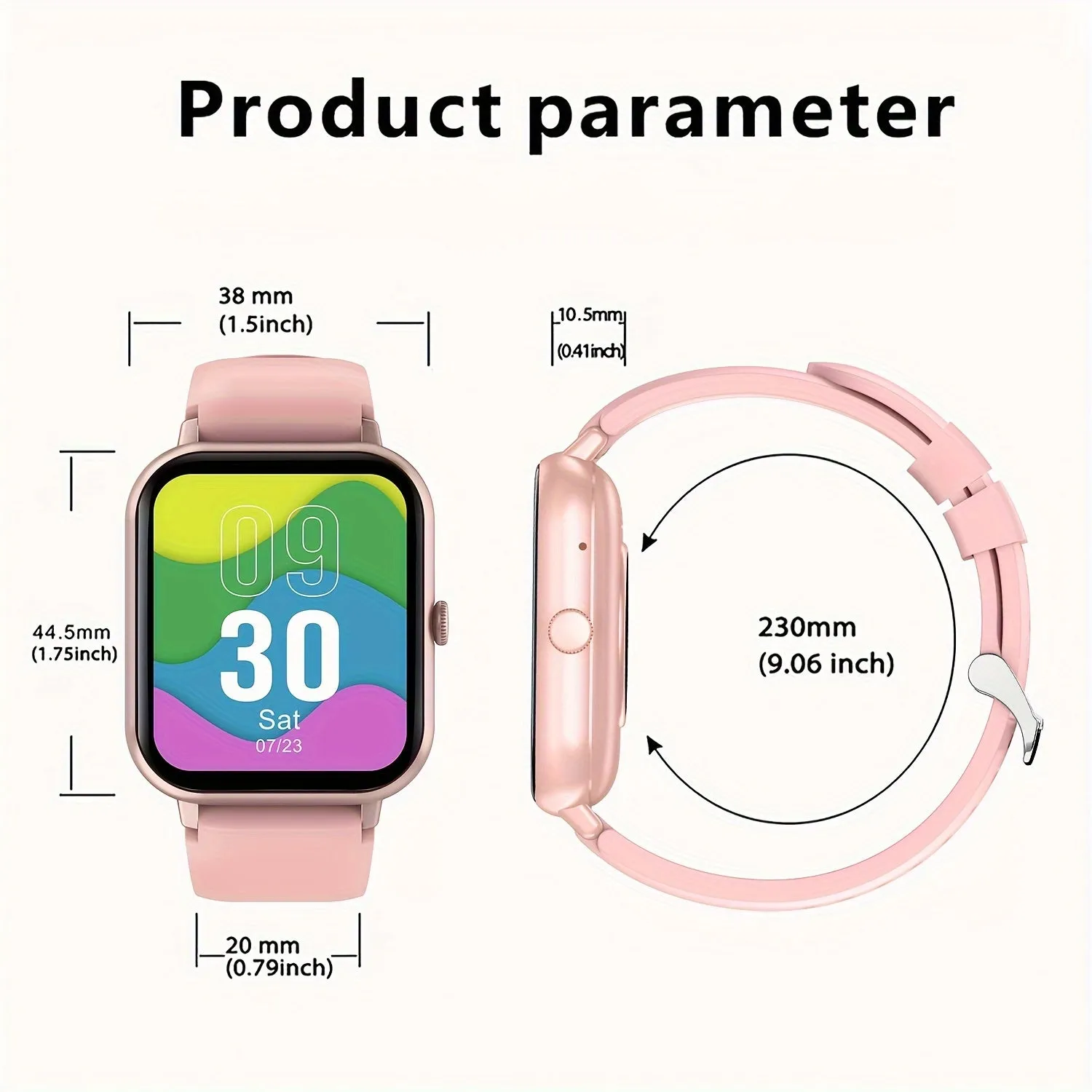 Smartwatch with 4.65cm Touchscreen, Multi-Sport Digital Call & SMS Capabilities, 230mAh Rechargeable Lithium Battery, PC Case, Electronic Drive - Fitness Tracker with Pedometer & 100  Exercise Modes- FS