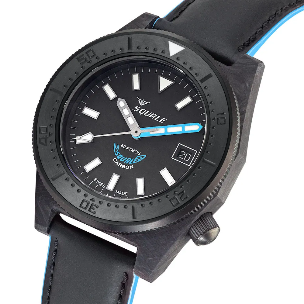Squale T183 Blue Forged Carbon Leather Watch