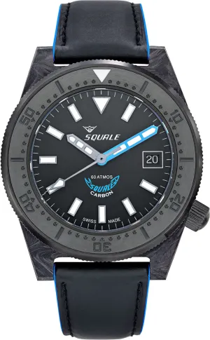 Squale T183 Blue Forged Carbon Leather Watch
