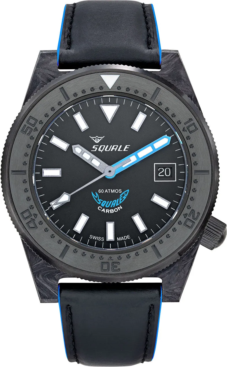 Squale T183 Blue Forged Carbon Leather Watch