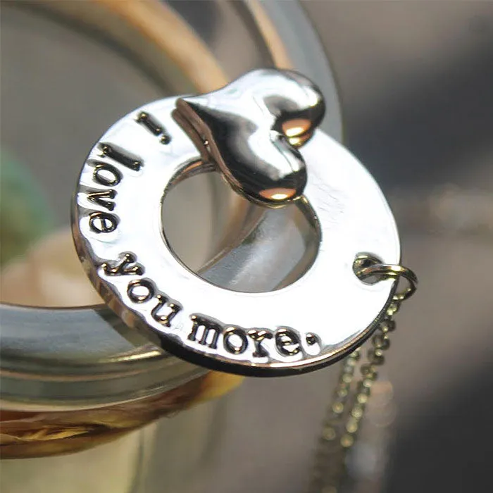 Sterling Silver I Love You More Charm, Anniversary Necklace, Anniversary Gift Necklace, Love Charm Necklace, Love You More Necklace
