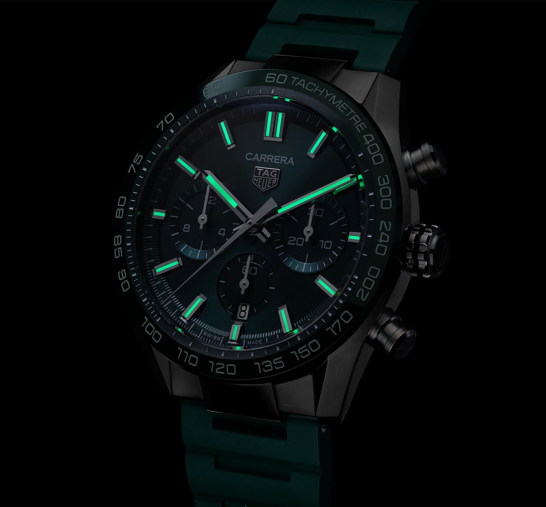 TAG Heuer Carrera Chronograph Watch with a Green Dial