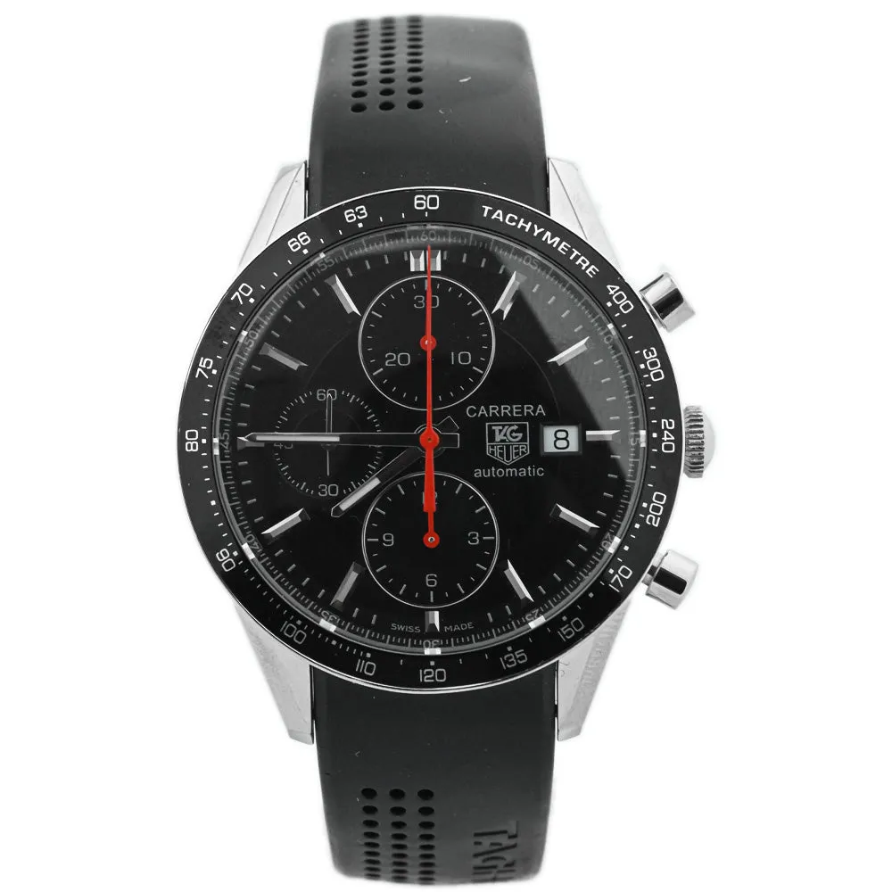 Tag Heuer Men's Carrera Chronograph Stainless Steel 41mm Black Stick Dial Watch Reference #: CV2014.FT6014