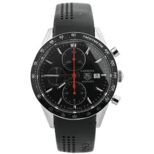 Tag Heuer Men's Carrera Chronograph Stainless Steel 41mm Black Stick Dial Watch Reference #: CV2014.FT6014