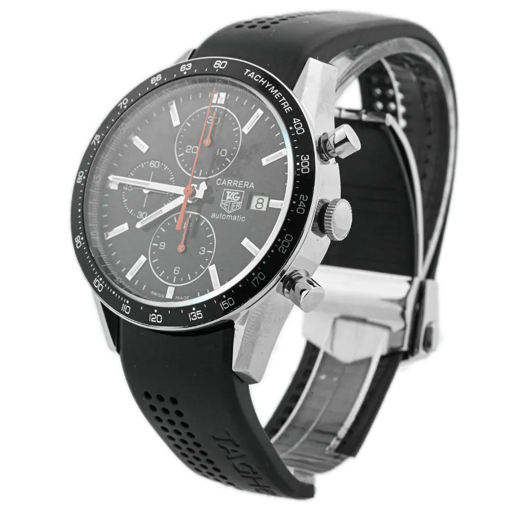 Tag Heuer Men's Carrera Chronograph Stainless Steel 41mm Black Stick Dial Watch Reference #: CV2014.FT6014
