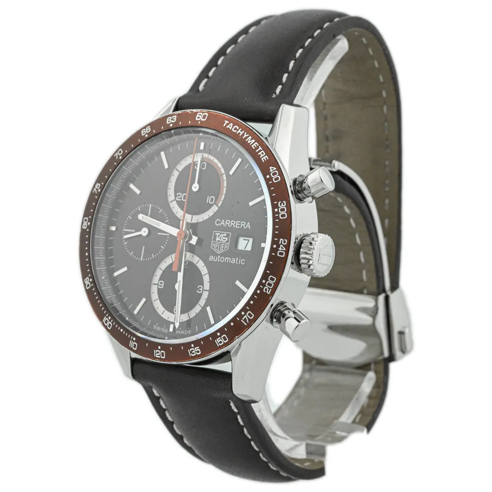 Tag Heuer Men's Carrera Chronograph Stainless Steel 41mm Chocolate Stick Dial Watch Reference #: CV2013.FC6234