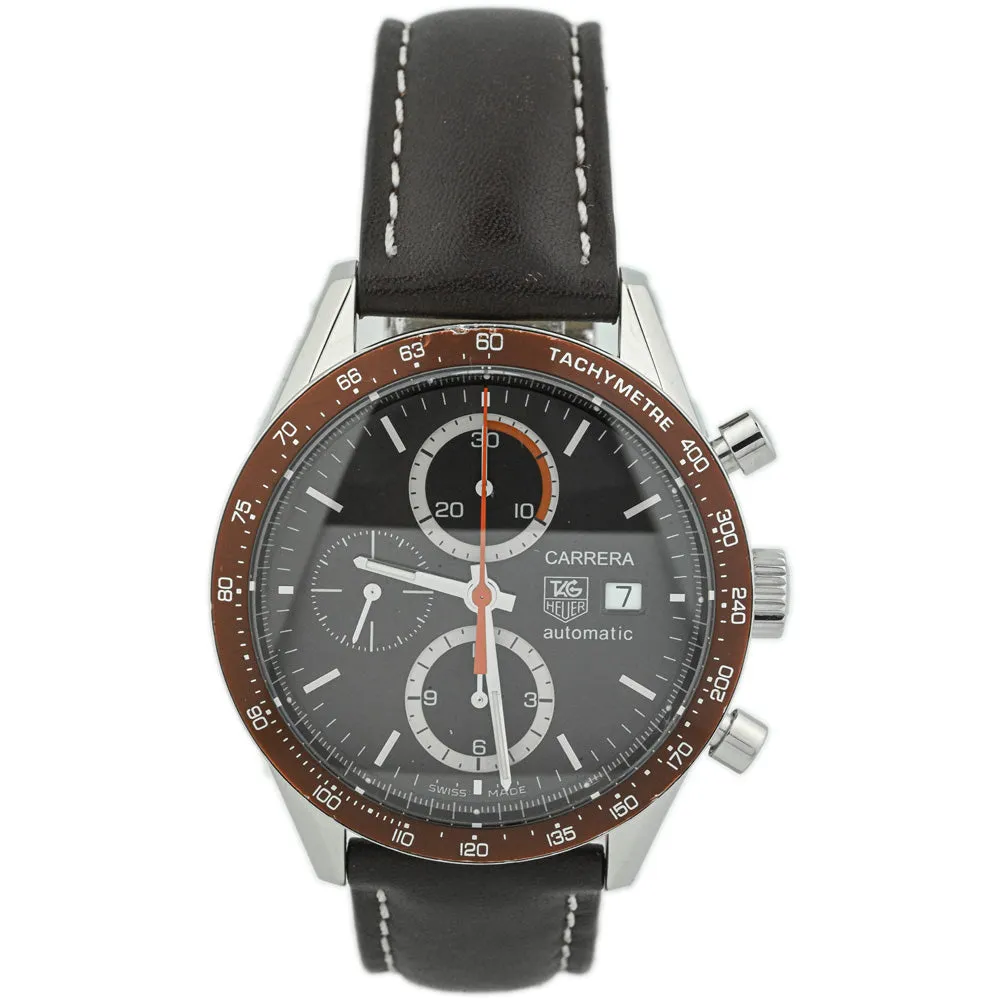 Tag Heuer Men's Carrera Chronograph Stainless Steel 41mm Chocolate Stick Dial Watch Reference #: CV2013.FC6234