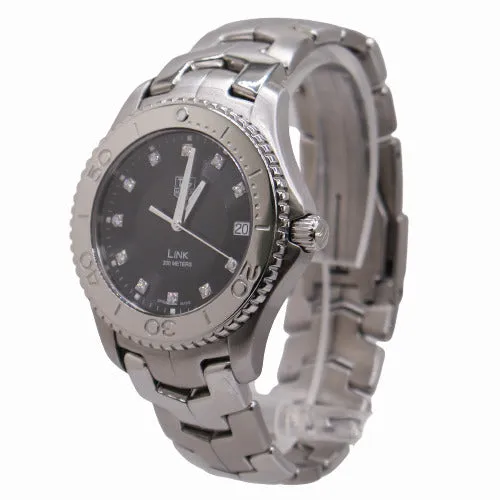 TAG Heuer Men's Link Stainless Steel 39mm Black Diamond Dial Watch Reference #wj1113.ba0575