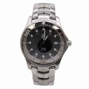 TAG Heuer Men's Link Stainless Steel 39mm Black Diamond Dial Watch Reference #wj1113.ba0575