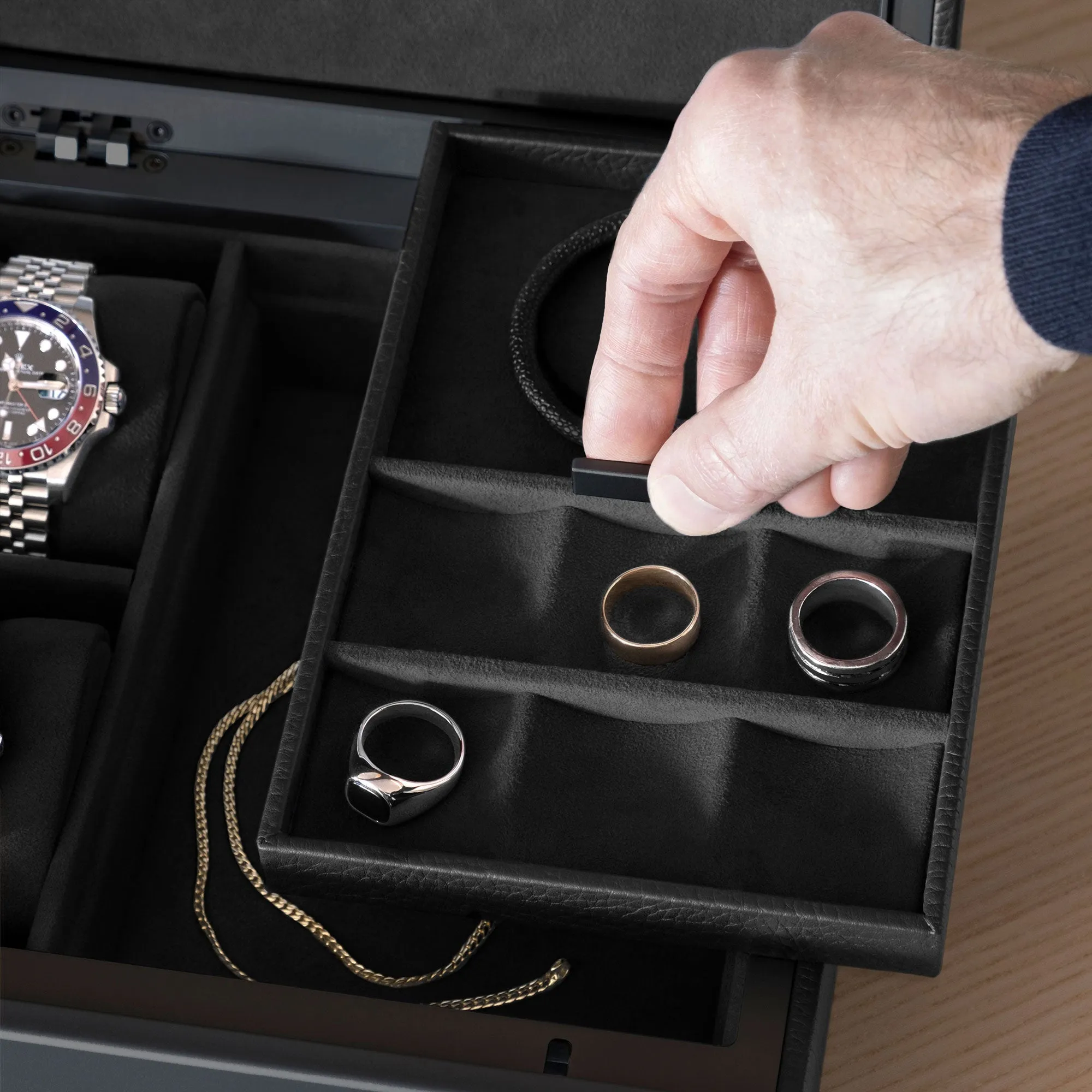 TAYLOR 2 WATCH AND JEWELRY BOX - BLACK / BLACK
