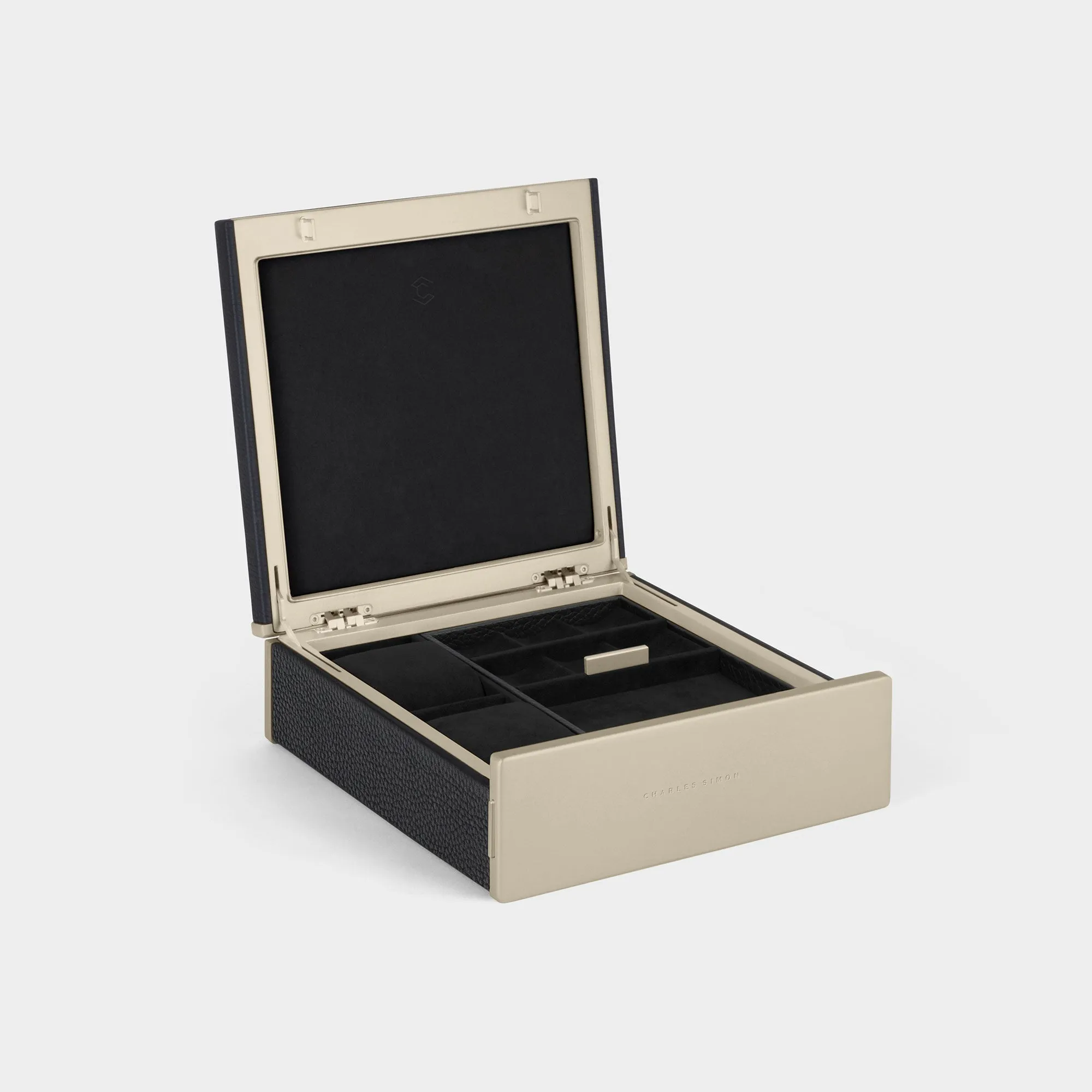 TAYLOR 2 WATCH AND JEWELRY BOX - BLACK / CHAMPAGNE
