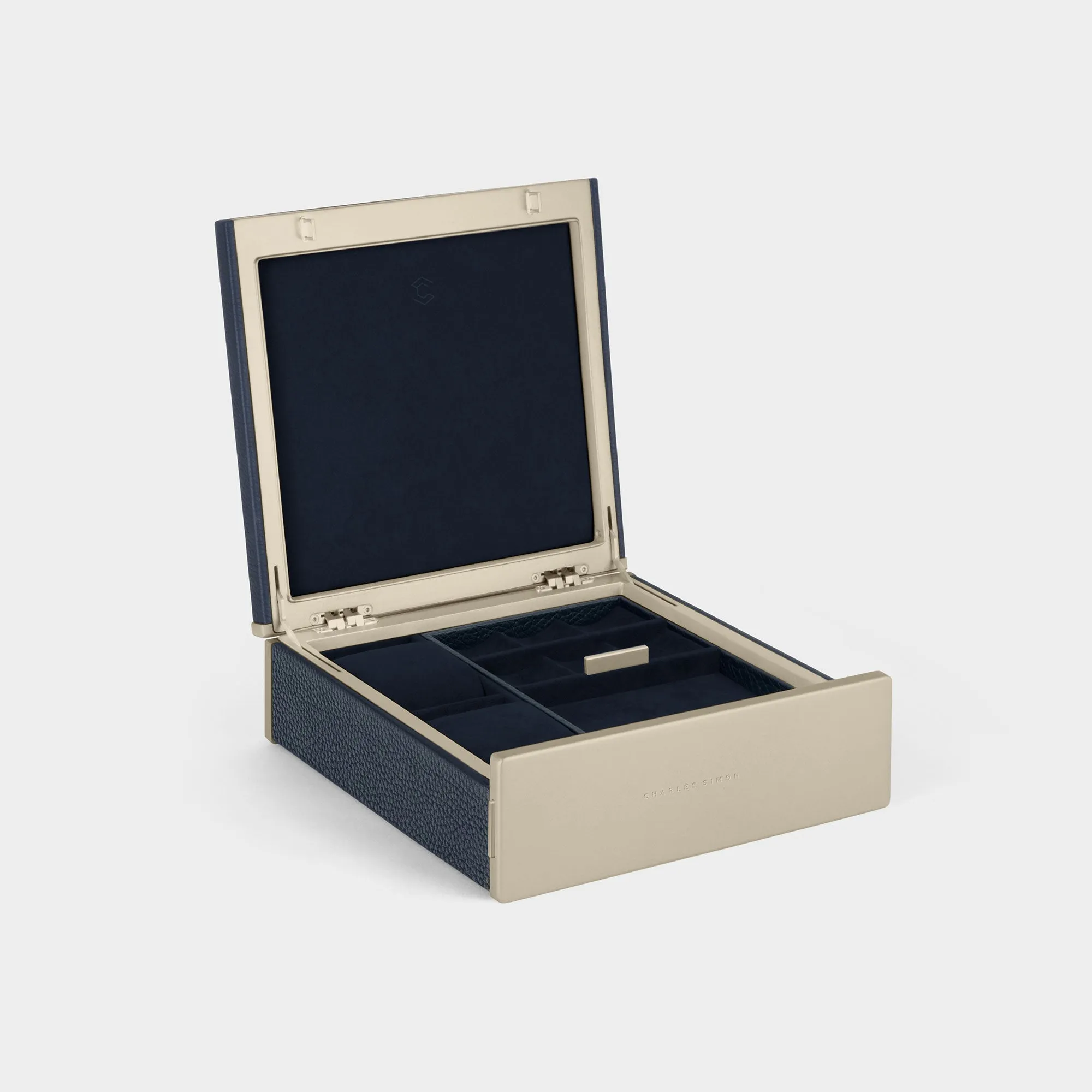 TAYLOR 2 WATCH AND JEWELRY BOX - MARINE / CHAMPAGNE