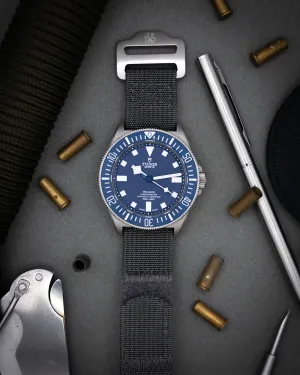 The Adventurer - Ribbed Nylon Single Pass Hook and Loop Watch Strap - Dark Grey