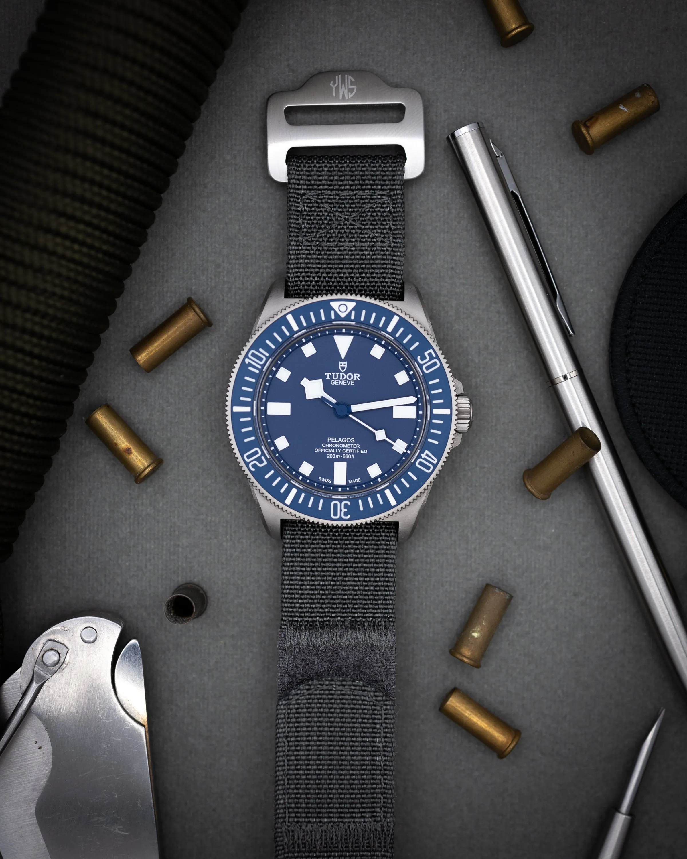 The Adventurer - Ribbed Nylon Single Pass Hook and Loop Watch Strap - Dark Grey