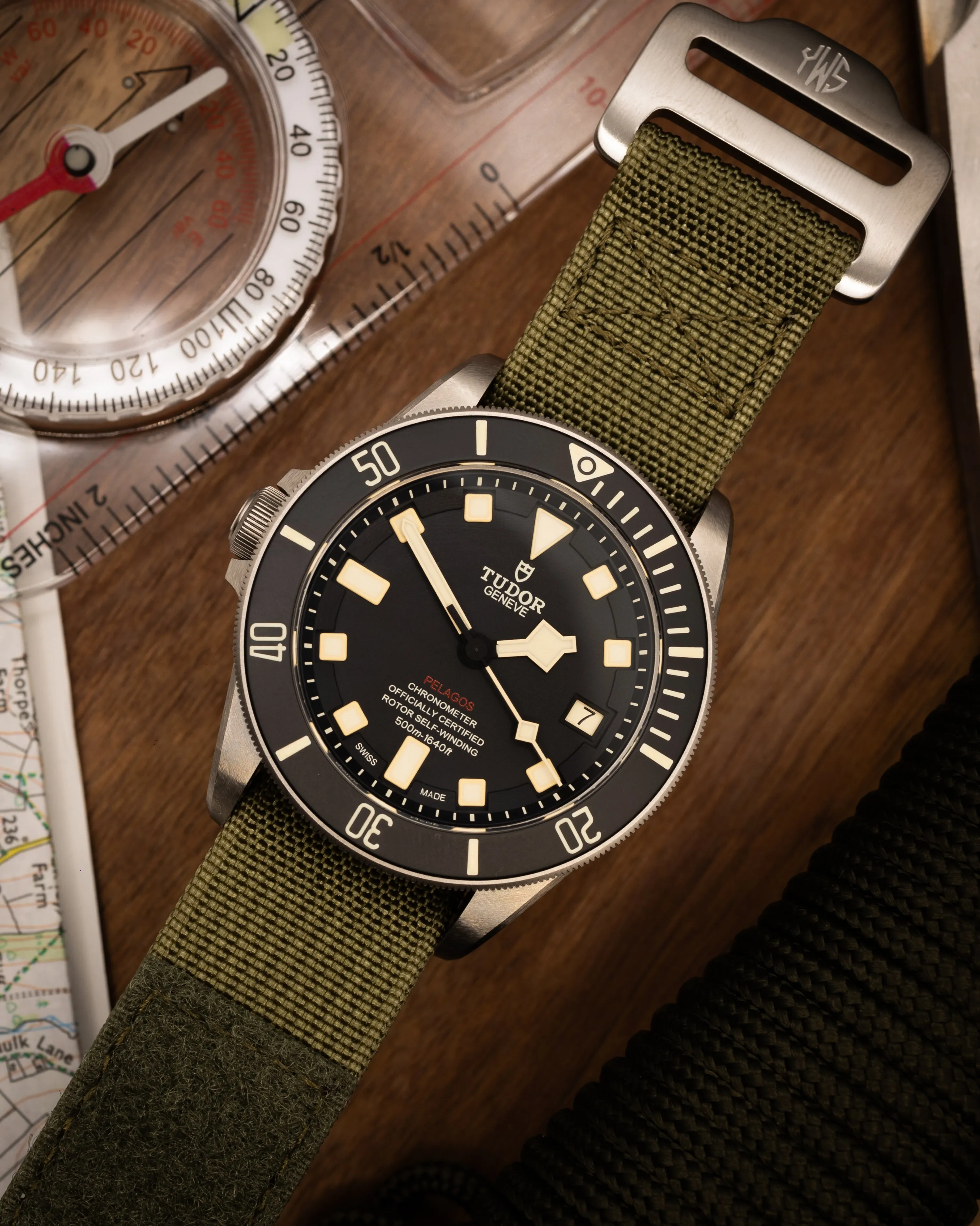 The Adventurer - Ribbed Nylon Single Pass Hook and Loop Watch Strap - Forest Green