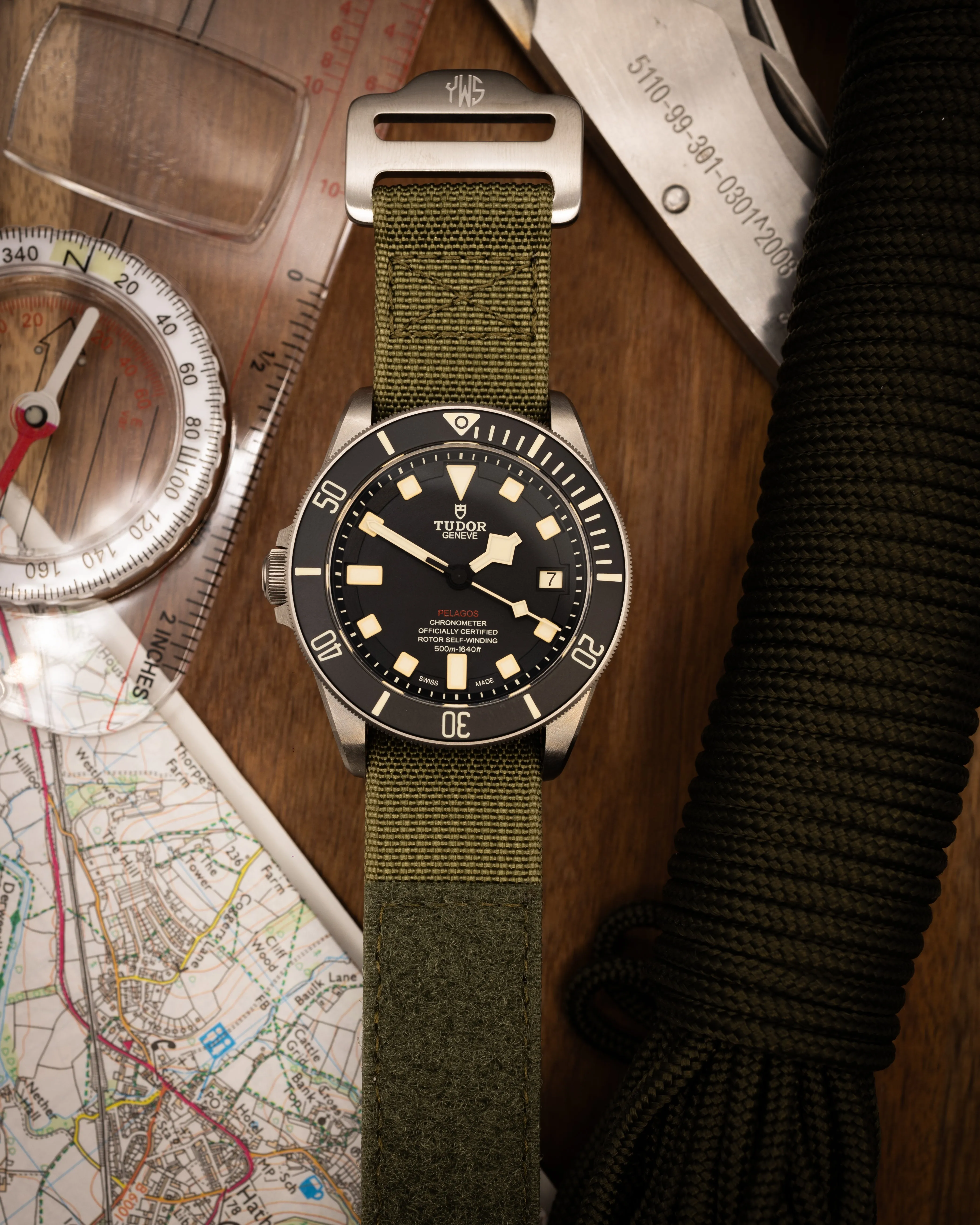 The Adventurer - Ribbed Nylon Single Pass Hook and Loop Watch Strap - Forest Green