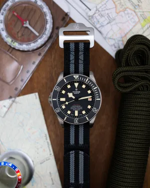 The Adventurer - Ribbed Nylon Single Pass Hook and Loop Watch Strap - Spectre